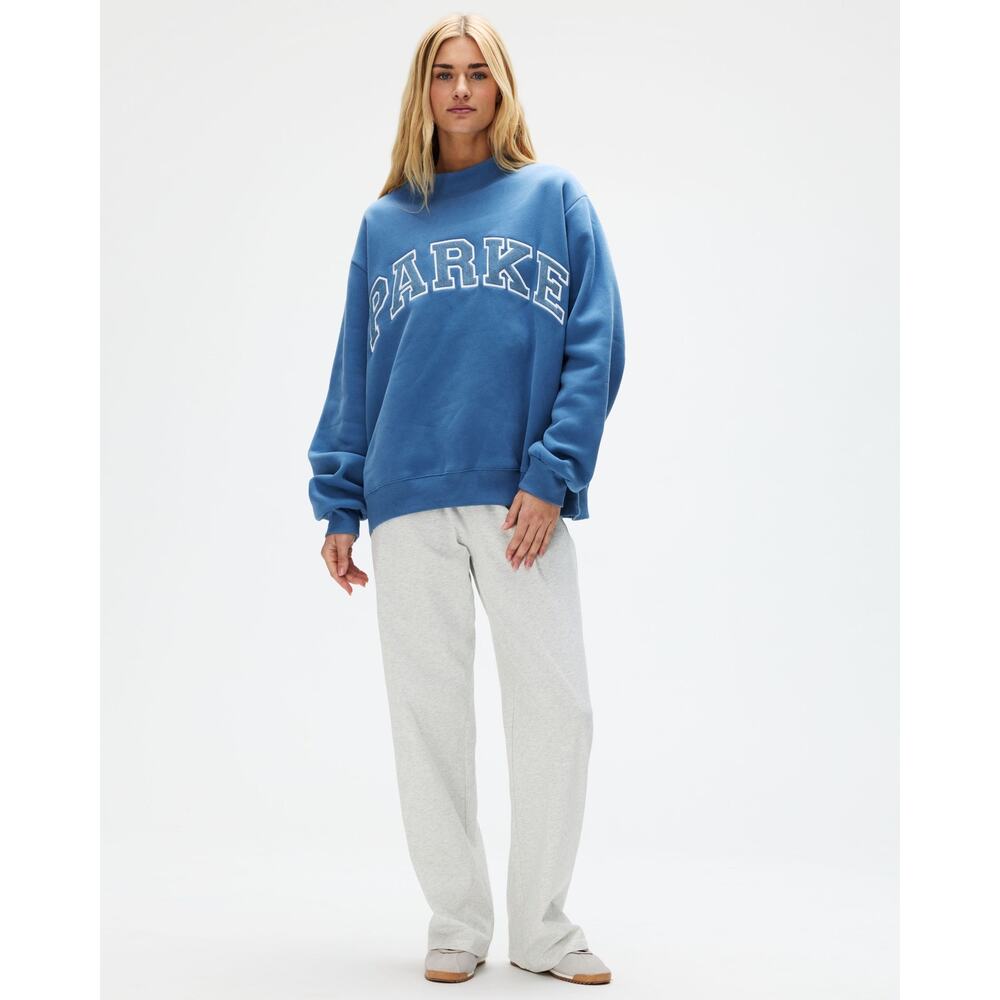 S/M PARKE Vintage Denim Varsity Mockneck NWT
